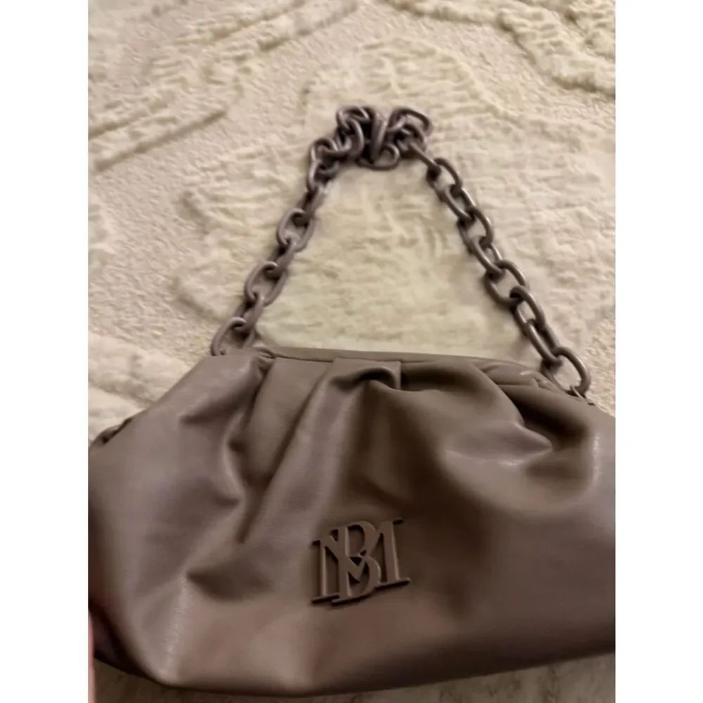 Badgley Mischka Taupe Chain-Handle Shoulder Bag